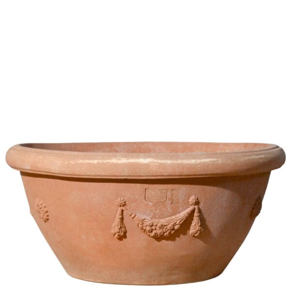 Flared Basin Bowl in Impruneta terracotta, decorative garden vase