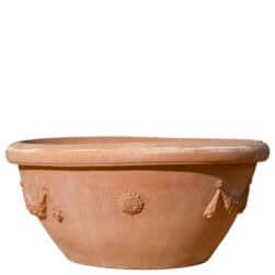 Catino a conca festonato in terracotta di Impruneta, vaso decorativo da giardino