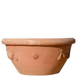 Catino a conca festonato in terracotta di Impruneta, vaso decorativo da giardino
