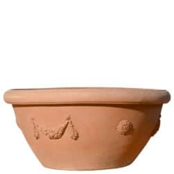 Catino a conca festonato in terracotta di Impruneta, vaso decorativo da giardino