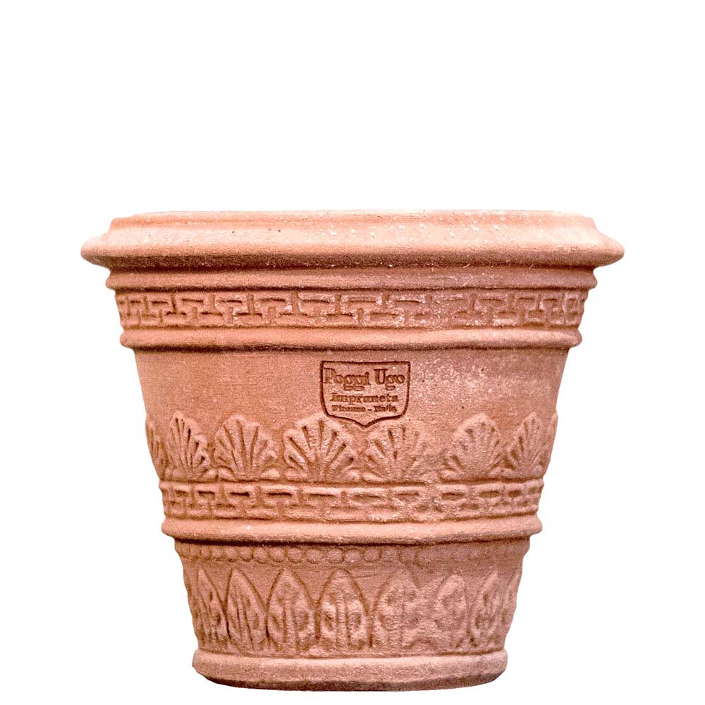 Small pot decorated with leaves