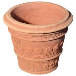 Small terracotta pot decorated with leaves from Impruneta, finely sculpted, ideal for plants and decorative use
