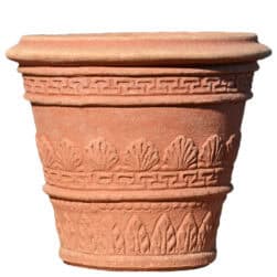 Small terracotta pot decorated with leaves from Impruneta, finely sculpted, ideal for plants and decorative use