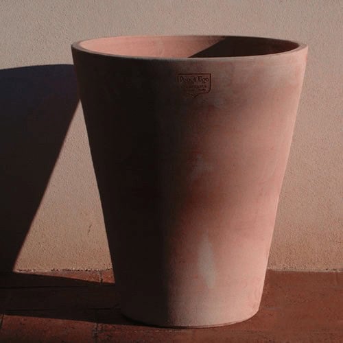 Cone plant pot. Modern terracotta pot. Minimalist design pot. Impruneta terracotta pot Tuscan terracotta. Elegant slender shape for all types of flowering plants and preferable for plants with deep root system requirements..