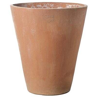 Cono vaso per piante. Vaso in terracotta moderno. vaso di design minimalista. Vaso in cotto di Impruneta cotto Toscano. Forma elegante slanciata per tutti i tipi di piante da fiori e preferibile per piante con necessità di apparato radicale profondo..