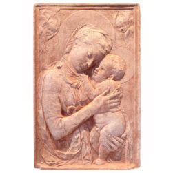 La Vergine di Settignano, della Collezione Giubileo. Pannello in terracotta, essenza dell'arte rinascimentale, simbolo di spiritualità cristiana. Ingelivo.