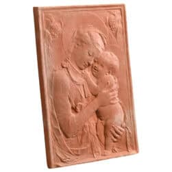 La Vergine di Settignano, della Collezione Giubileo. Pannello in terracotta, essenza dell'arte rinascimentale, simbolo di spiritualità cristiana. Ingelivo.