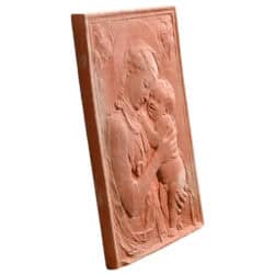 La Vergine di Settignano, della Collezione Giubileo. Pannello in terracotta, essenza dell'arte rinascimentale, simbolo di spiritualità cristiana. Ingelivo.