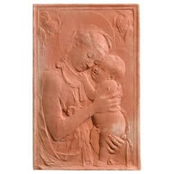 La Vergine di Settignano, della Collezione Giubileo. Pannello in terracotta, essenza dell'arte rinascimentale, simbolo di spiritualità cristiana. Ingelivo.