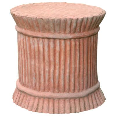 Sedile da giardino in terracotta fatto a mano con decoro a rilievo di canne di bambù