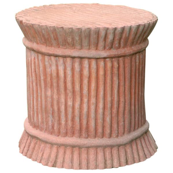 Sedile da giardino in terracotta fatto a mano con decoro a rilievo di canne di bambù