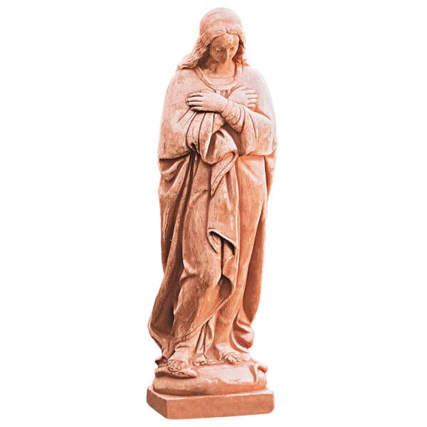 Statue of the Virgin Mary, Jubilee Collection. Handcrafted terracotta sculpture, symbol of peace and spirituality. A symbol of faith.