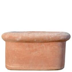 Tinozza bassa in terracotta rettangolare con bordi stondati, adatta per piante basse e composizioni decorative