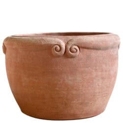 Cache-pot con ricciolini in terracotta di Impruneta fatto a mano, vaso decorativo da esterno