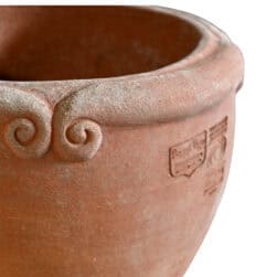 Cache-pot con ricciolini in terracotta di Impruneta fatto a mano, vaso decorativo da esterno