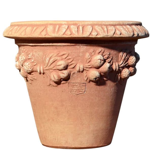 Vasetto con prugne in terracotta di Impruneta, diametro 19 cm