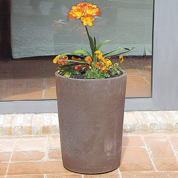 Smooth pot for plants, truncated conical shape. Superb aesthetic harmony and help also for moving the plants from pot to pot. Handmade, resistant to frost.