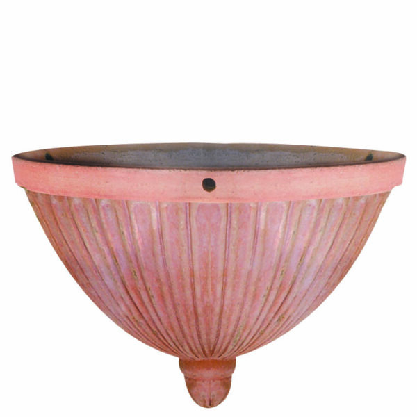 Grooved hanging pot used for planting colorful blooms or trailing plants. Can be hung from tree branches, pergolas, or awnings. Handcrafted and frost-resistant.