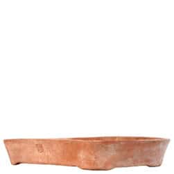 Rectangular terracotta seeding box with rounded corners, ideal for seedlings and bonsai.