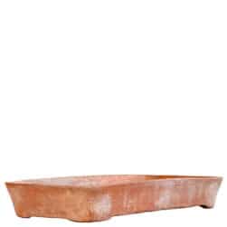Rectangular terracotta seeding box with rounded corners, ideal for seedlings and bonsai.