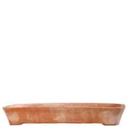 Rectangular terracotta seeding box with rounded corners, ideal for seedlings and bonsai.