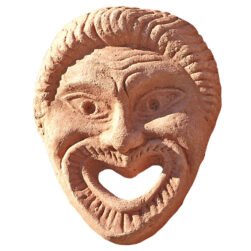 Decoration, Greek mask "comedy" with hanging holes. Modeling made in high relief. A touch of classicism and culture.