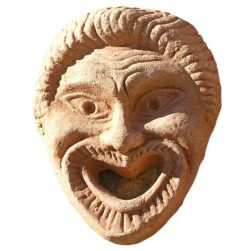 Decoration, Greek mask "comedy" with hanging holes. Modeling made in high relief. Handmade by master craftsmen.