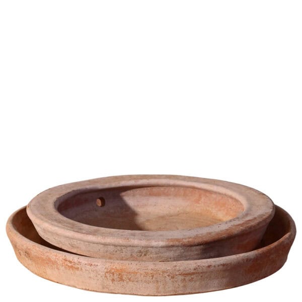 Ant Guard Saucer in Impruneta terracotta, circular tray for citrus and lemon plants