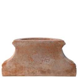 Fluted wall base in Impruneta terracotta, semicircular structure with vertical grooves and flat back for wall attachment.