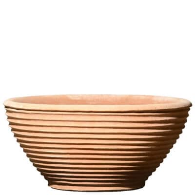 Grande vaso terracotta ciotola bassa da fiori, giardino, piante. Vaso bombato basso per fioritura, pianta grassa e aromatica. Terracotta di Impruneta.