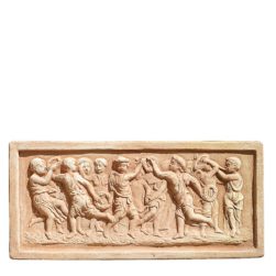 Bas-relief decorative panel with cherubs, provided with hanging holes. Modeling made in high relief. Handmade, frost resistant.