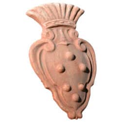 Terracotta Medici coat of arms bas-relief with shield and decorative cartouche, Florentine heraldic artwork