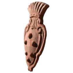 Terracotta Medici coat of arms bas-relief with shield and decorative cartouche, Florentine heraldic artwork