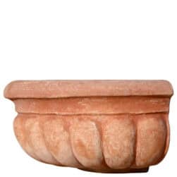 Tasca Maria in terracotta da parete con forma semicircolare e decorazione a petali