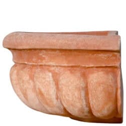 Tasca Maria in terracotta da parete con forma semicircolare e decorazione a petali