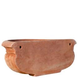 Tasca Maria in terracotta da parete con forma semicircolare e decorazione a petali