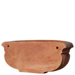 Tasca Maria in terracotta da parete con forma semicircolare e decorazione a petali
