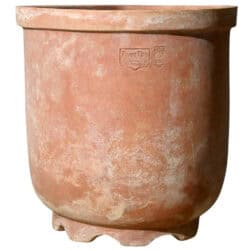 Vaso angolare in terracotta liscia a quarto di cerchio per piante da esterno