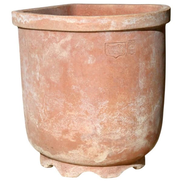 Vaso angolare in terracotta liscia a quarto di cerchio per piante da esterno