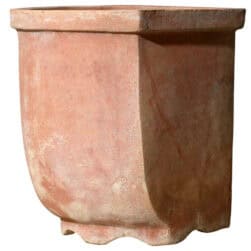 Vaso angolare in terracotta liscia a quarto di cerchio per piante da esterno