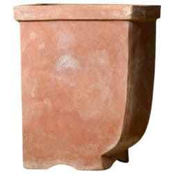 Vaso angolare in terracotta liscia a quarto di cerchio per piante da esterno