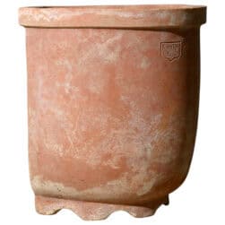 Vaso angolare in terracotta liscia a quarto di cerchio per piante da esterno