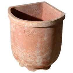 Vaso angolare in terracotta liscia a quarto di cerchio per piante da esterno