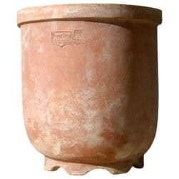 Vaso angolare in terracotta liscia a quarto di cerchio per piante da esterno