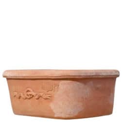 Terracotta wall sink with ribbon relief handmade Tuscan decorative basin for garden and outdoor use
