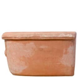 Terracotta wall sink with ribbon relief handmade Tuscan decorative basin for garden and outdoor use