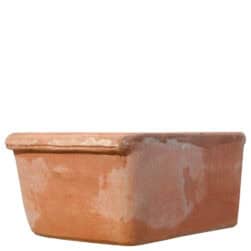 Terracotta wall sink with ribbon relief handmade Tuscan decorative basin for garden and outdoor use