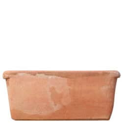 Terracotta wall sink with ribbon relief handmade Tuscan decorative basin for garden and outdoor use