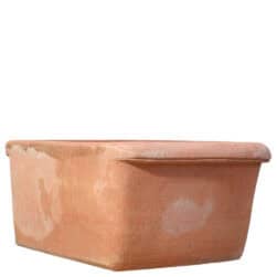 Terracotta wall sink with ribbon relief handmade Tuscan decorative basin for garden and outdoor use