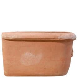 Terracotta wall sink with ribbon relief handmade Tuscan decorative basin for garden and outdoor use